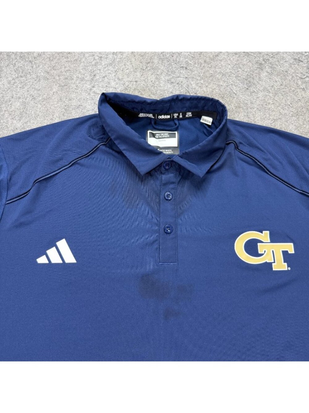 Georgia Tech Yellow Jackets Adidas Performance Polo Shirt Men 3XL Blue *STAINS
